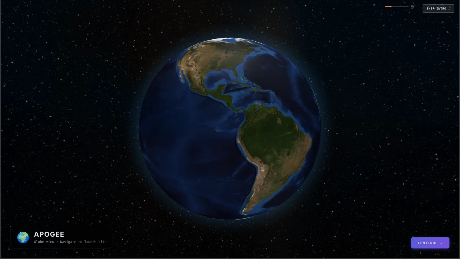 Apogee globe view of Earth from orbit